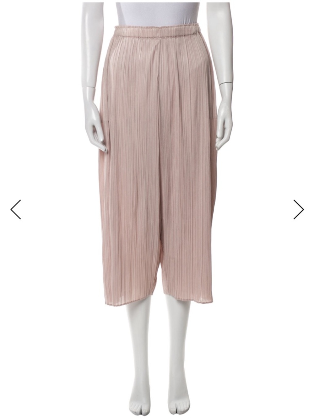 Issey Miyake Blush Pleated Wide-Leg Cropped Pants